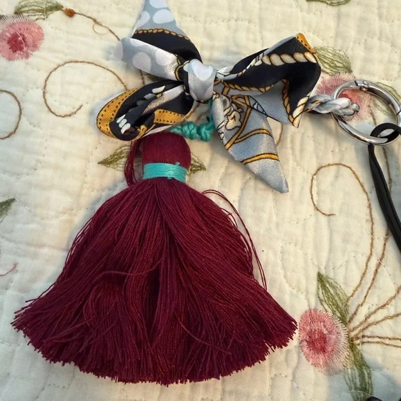 Black Leather Pegasus Charm with Burgundy Tassel - Picture 5 of 13